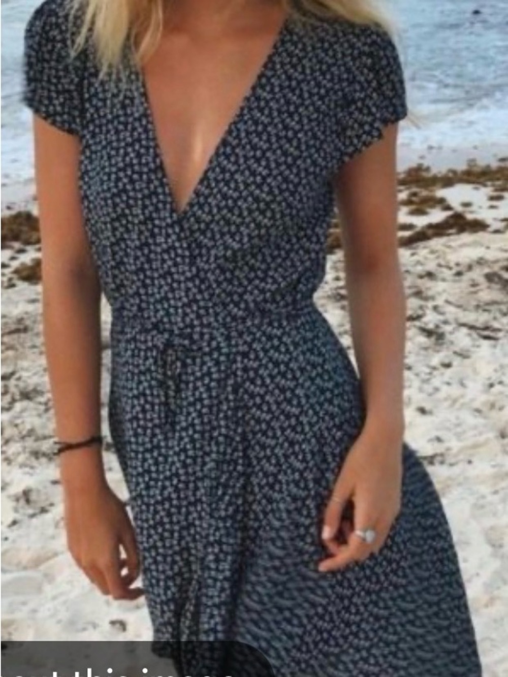 Brandy Melville Navy Floral Wrap Midi Dress